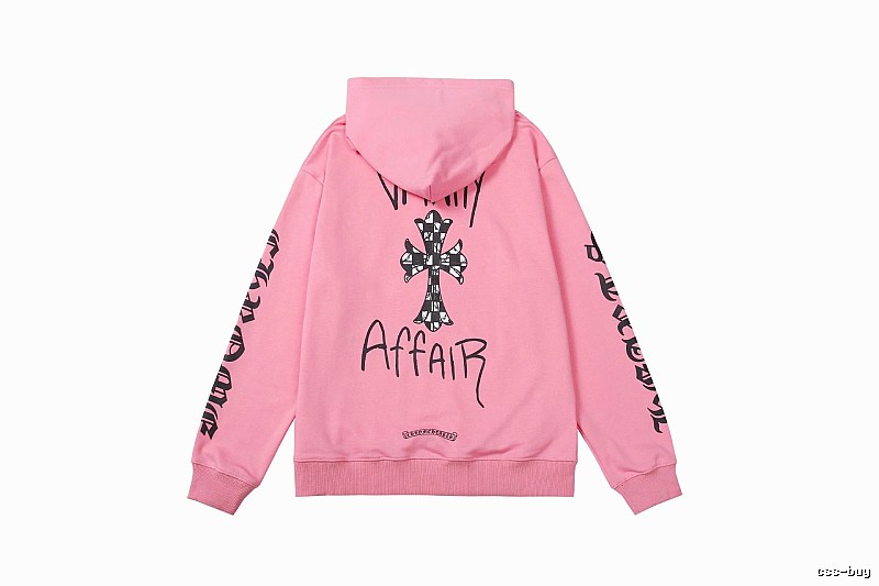 Chrome Hearts 2088-91 Pink Red Cross Graphic Hoodie Campus Look