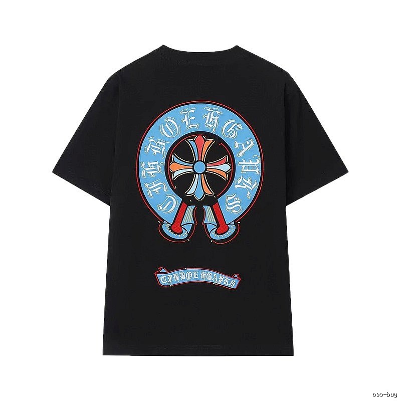 Chrome Hearts Colorful Cross Trendy Cool Style Black Short-sleeve T-shirt