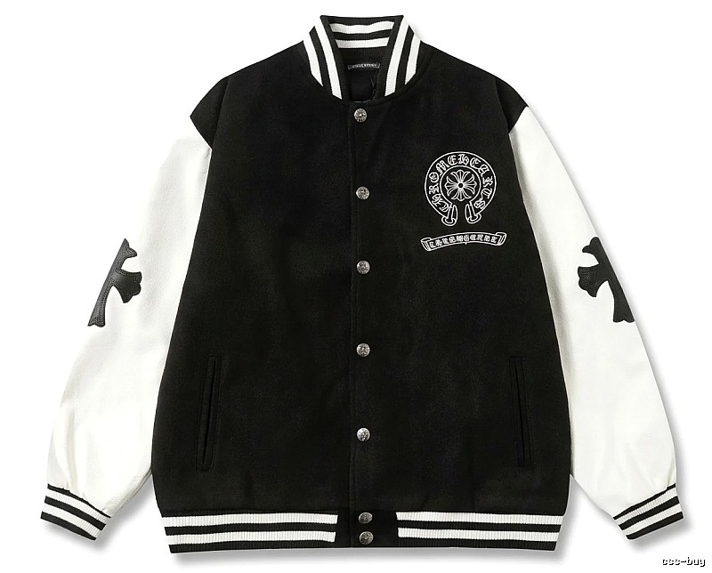 Chrome Hearts Cross Black and White Baseball Jacket
