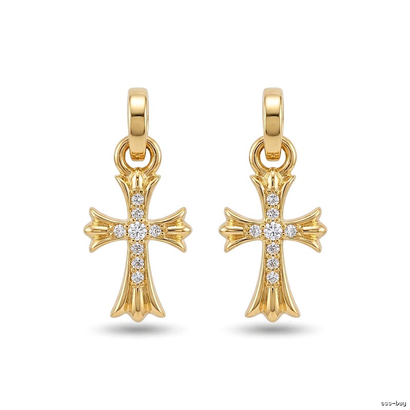Chrome Hearts Cross Trendy and Cool Style Gold Earrings