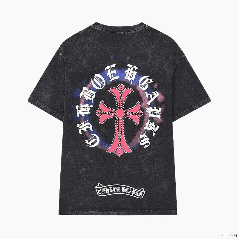 Chrome Hearts Cross Vintage Distressed Black Short Sleeve T-shirt