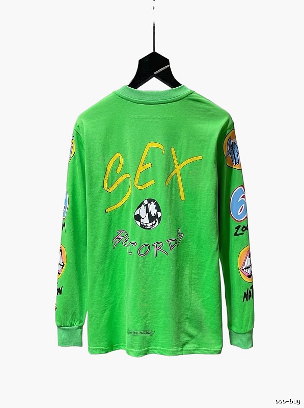 Chrome Hearts fluorescent green graffiti-style long-sleeved shirt
