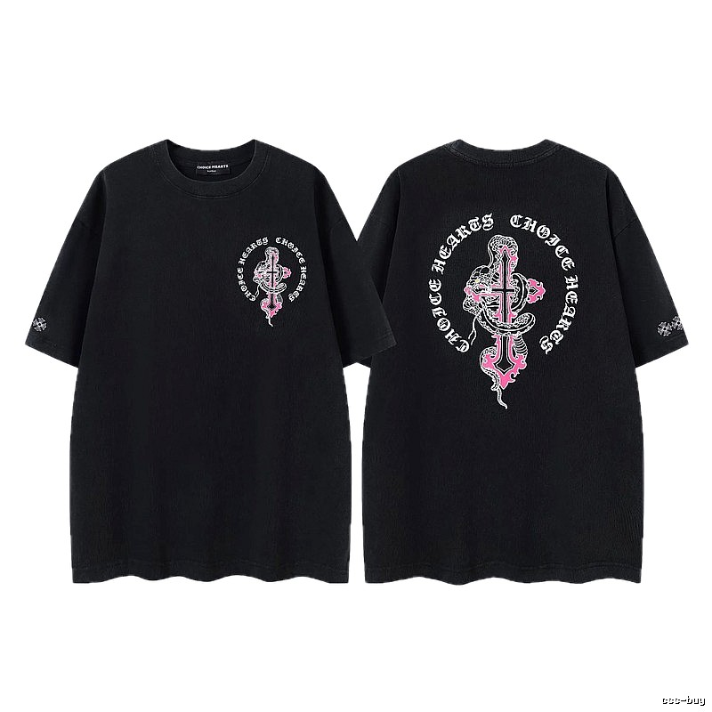Chrome Hearts Gothic Style Snake & Cross Black Short-Sleeve T-Shirt