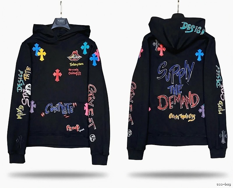 Chrome Hearts Graffiti Trendy Black Hoodie