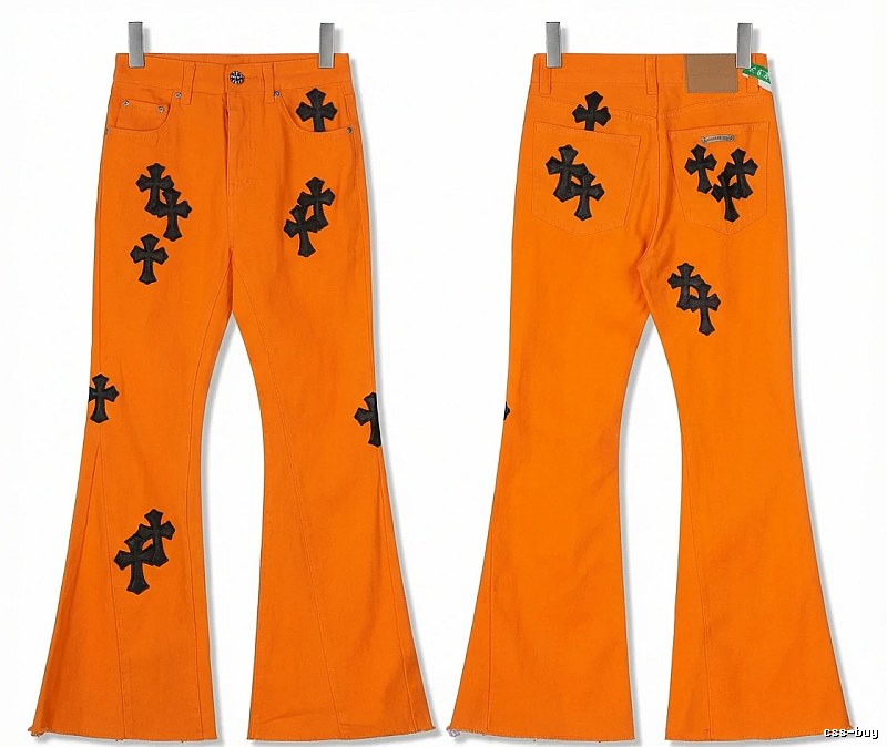 Chrome Hearts Orange and Black Flared Pants