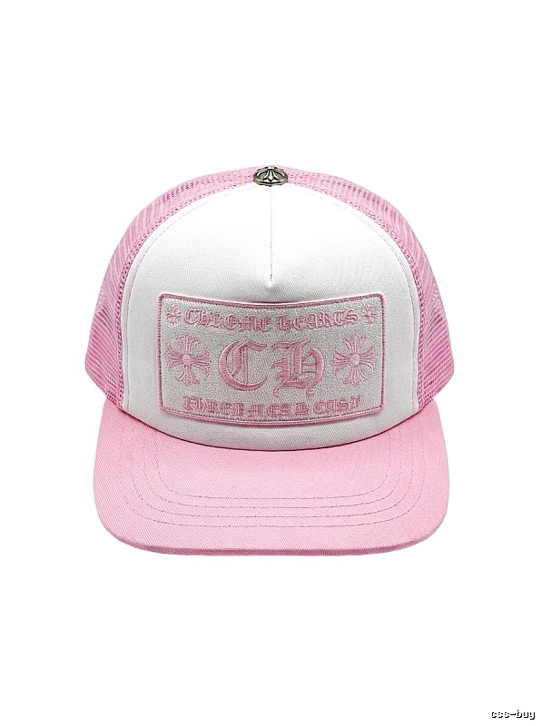 Chrome Hearts Pink and White Patchwork Trendy Hat