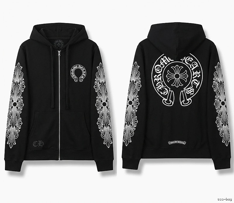 Chrome Hearts retro-style black hoodie
