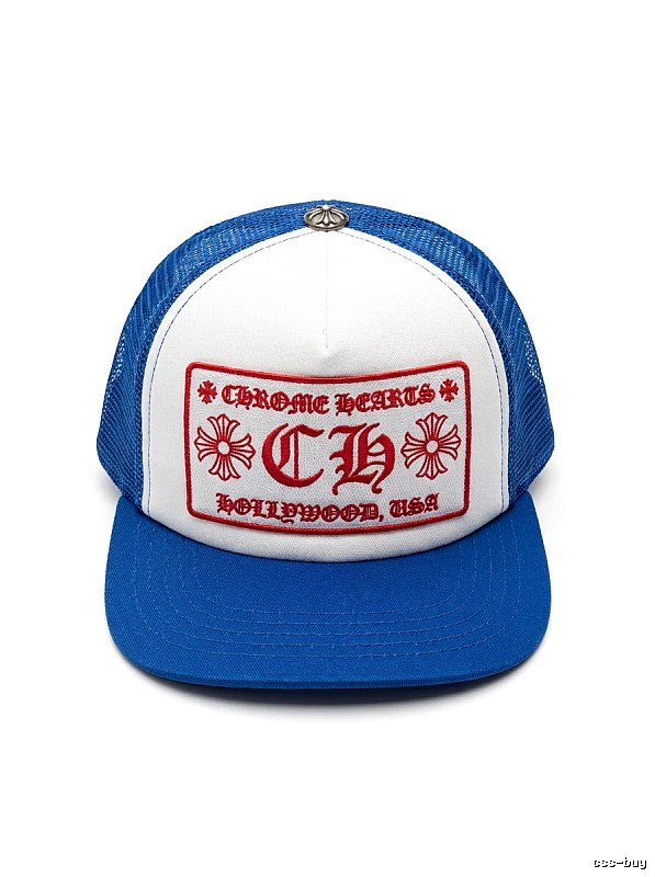Chrome Hearts Retro Style Blue and White Hat