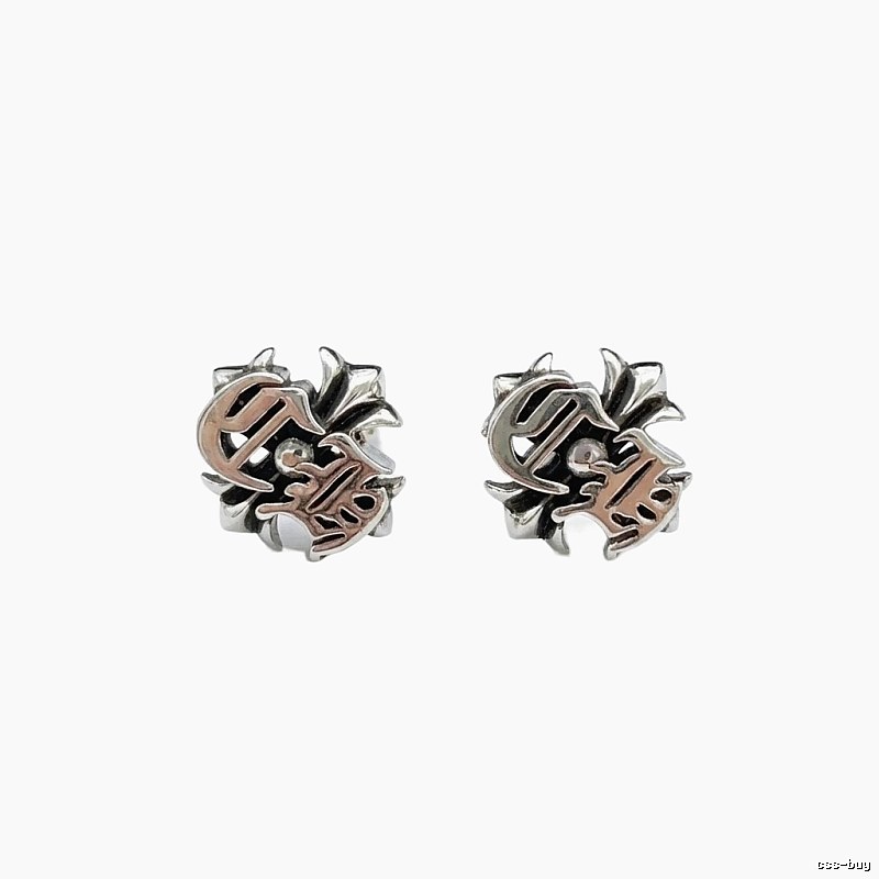 Chrome Hearts Silver-Copper Two-Tone Trendy Brand Stud Earrings