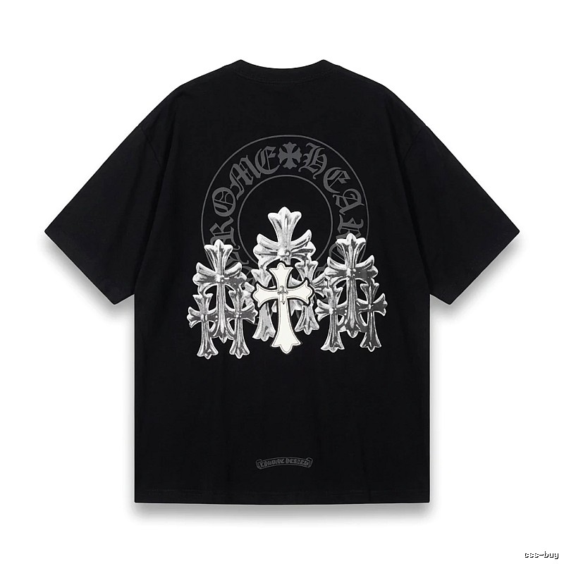 Chrome Hearts Silver Cross Black T - Shirt