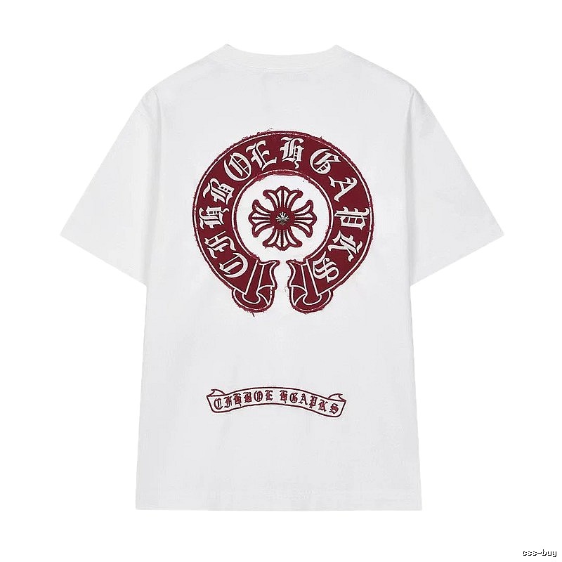 Chrome Hearts Vintage Style White T-shirt with Horseshoe Embroidery
