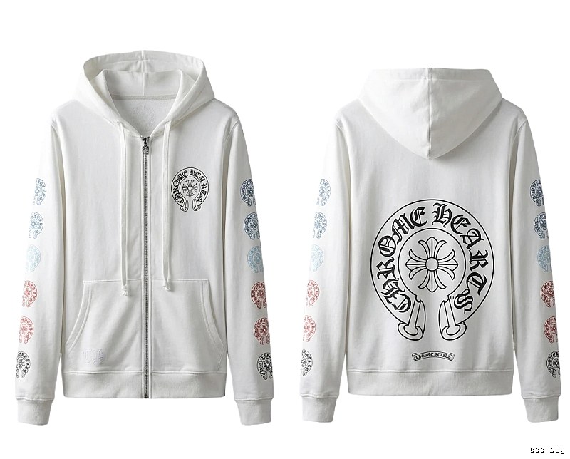 Chrome Hearts White Hoodie with Horseshoe Print Style