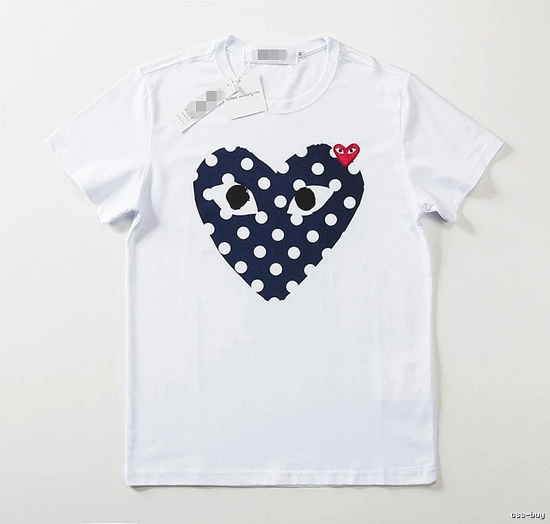 Comme des Garcons PLAY 2021-17 Blue Style 2117 Heart Logo T-Shirt Weekend Wear