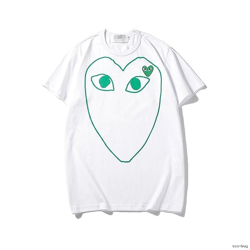 Comme des Garcons PLAY 2023-13 Green Style 2313 Heart Logo T-Shirt Soft Neutral