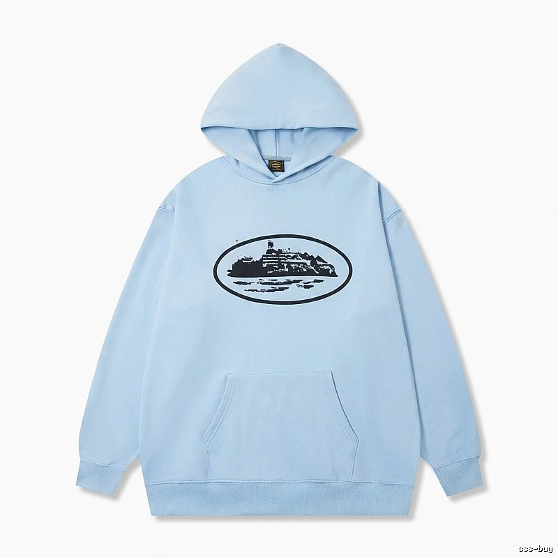 Corteiz Print Minimalist Light Blue Hoodie