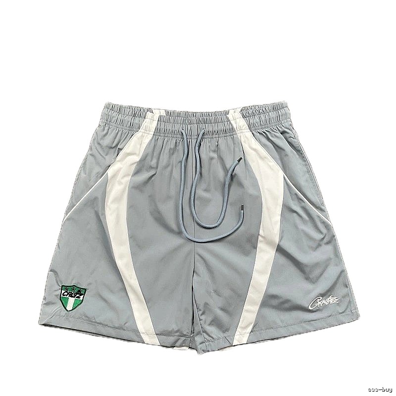 Corteiz Shield Logo Street Style Light Gray Athletic Shorts