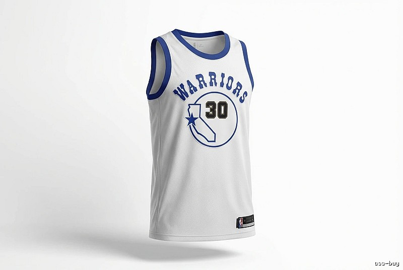 Curry's white basketball jersey of the Golden State Warriors.