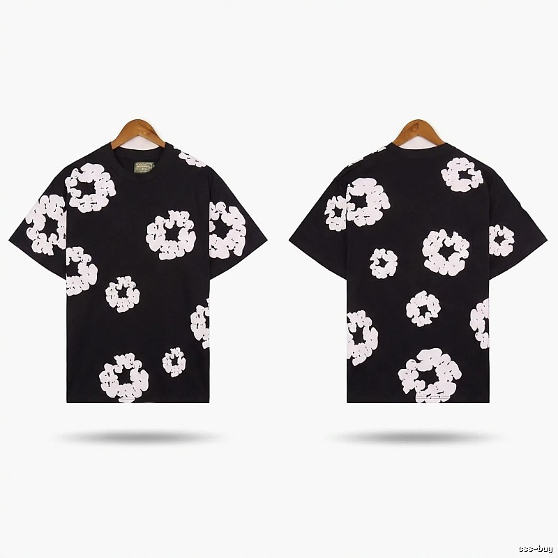 DENIM TEARS Black and White Retro Short-sleeve Shirt