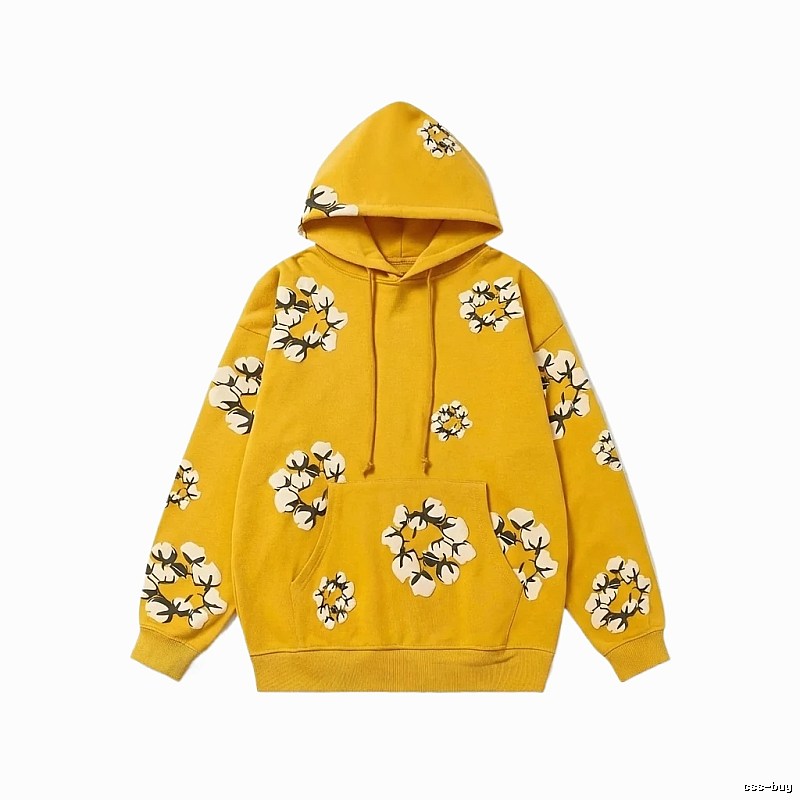 DENIM TEARS Floral Style Yellow Hoodie