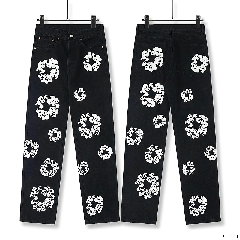 DENIM TEARS Printed Retro-Style Black Pants