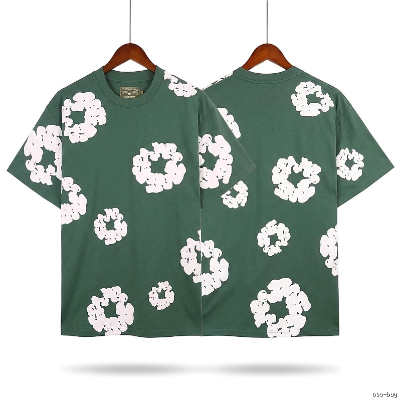 DENIM TEARS retro-style green short-sleeve