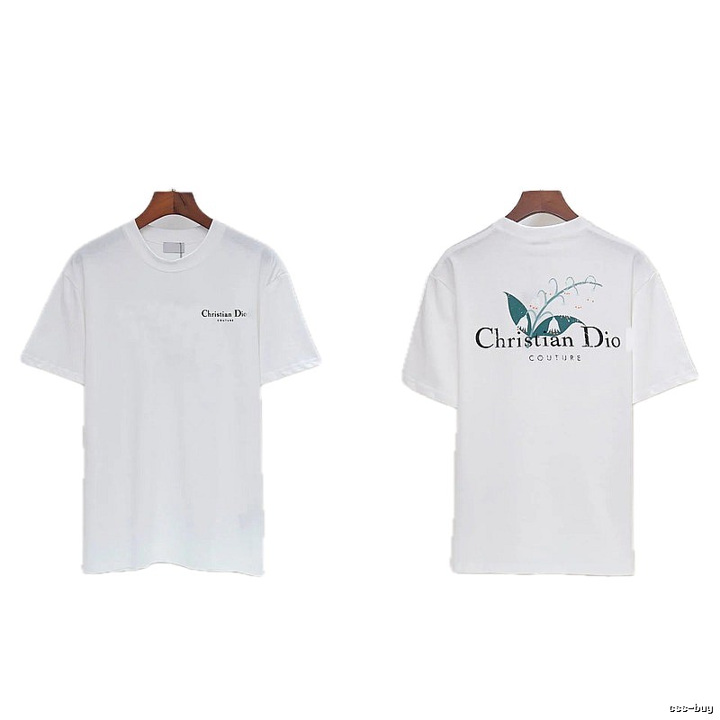 Dior Lily of the Valley Collection Casual Style White T-Shirt