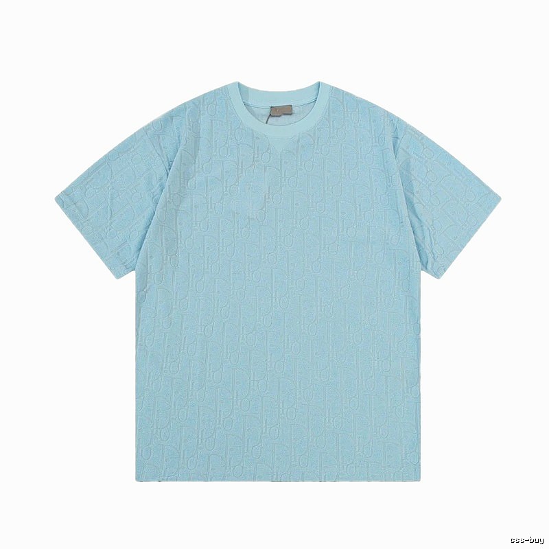 Dior Monogram All-over Print Light Luxury Style Light Blue T-Shirt