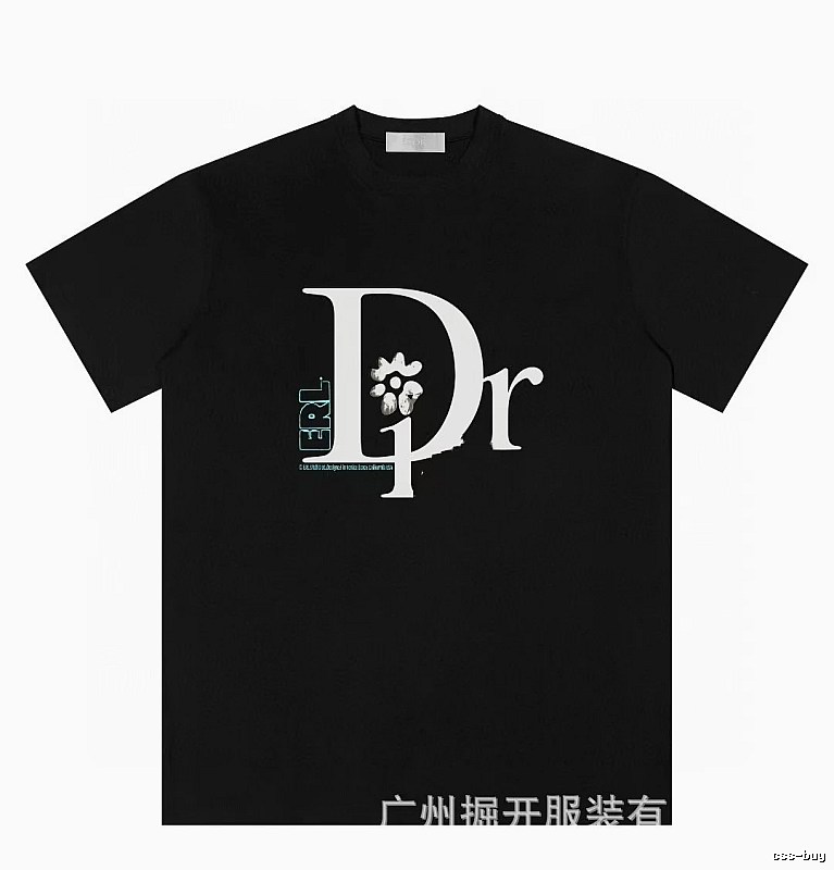 Dior x ERL Co-branded Trendy Style Black T-Shirt
