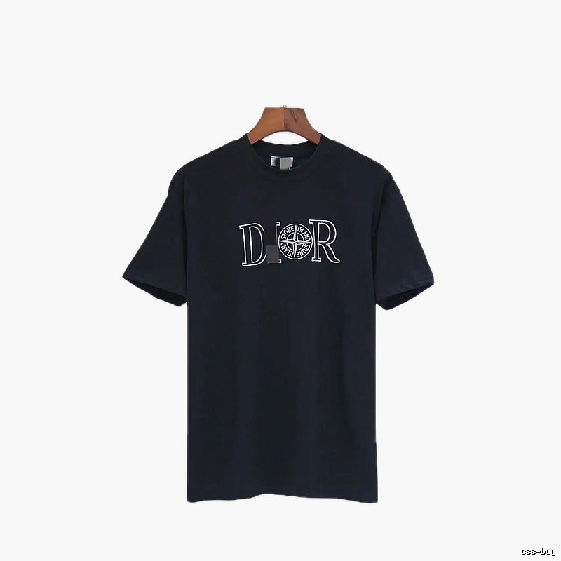 Dior x Stone Island Co-branded Casual Black Short-sleeve T-shirt