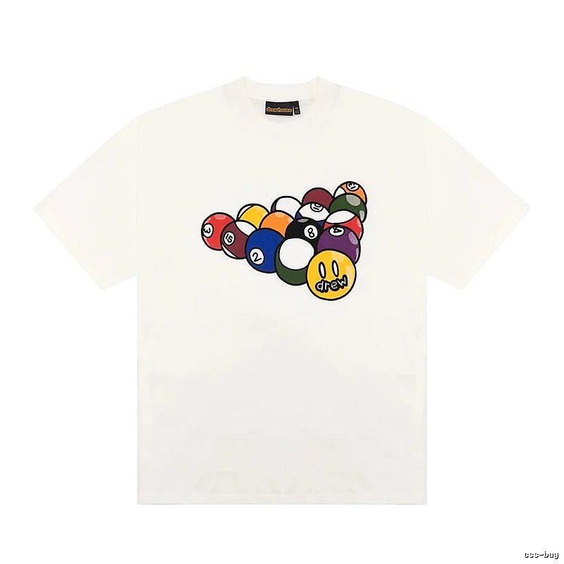 DREW Billiards Smiley Face Street Style Off-white T-shirt