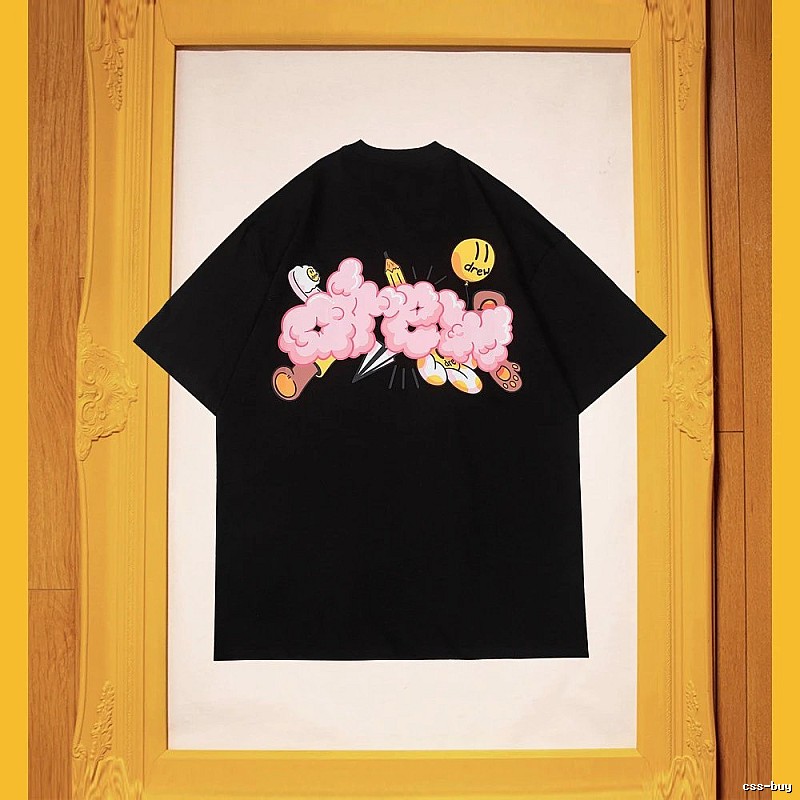 DREW Cloud Print Street Style Black Short Sleeve T-Shirt