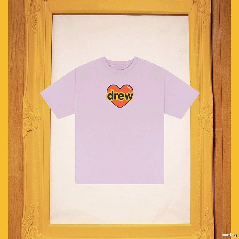 DREW Love Heart Print Street Style Light Purple Short Sleeve T-shirt