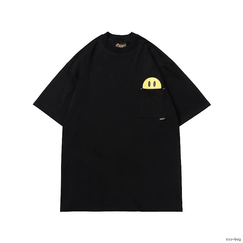 DREW Smiley Pocket Street Style Black T-Shirt