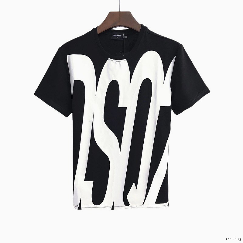DSQ Large Letter Street Style Black and White Short Sleeve T-Shirt