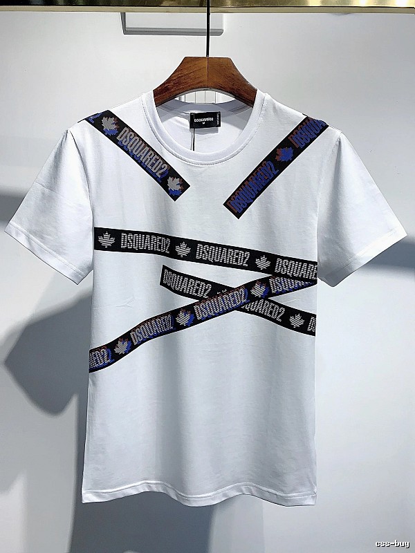 DSQUARED2 Webbing Streetwear Brand White Short-sleeve T-shirt