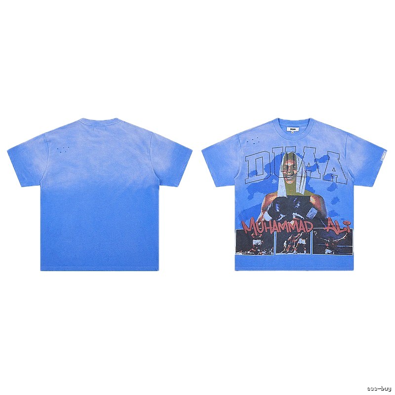 DUAA Ali Print Vintage Style Washed Blue T-shirt