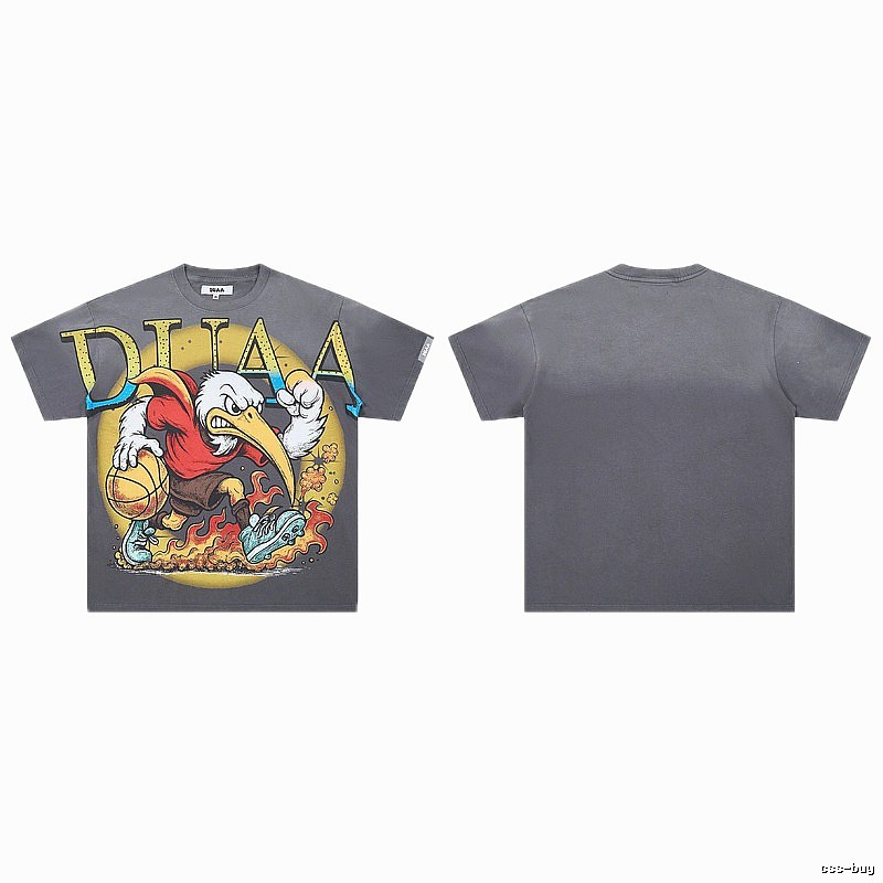 DUAA Basketball Print American Trendy Style Dark Grey T-Shirt
