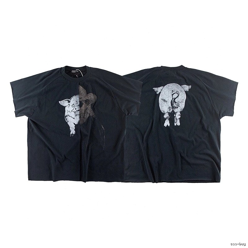 ERD GRJKD Pig Head Print High Street Black T-Shirt