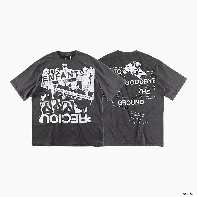 ERD GRJKD Printed Dark Style Charcoal Gray T-Shirt