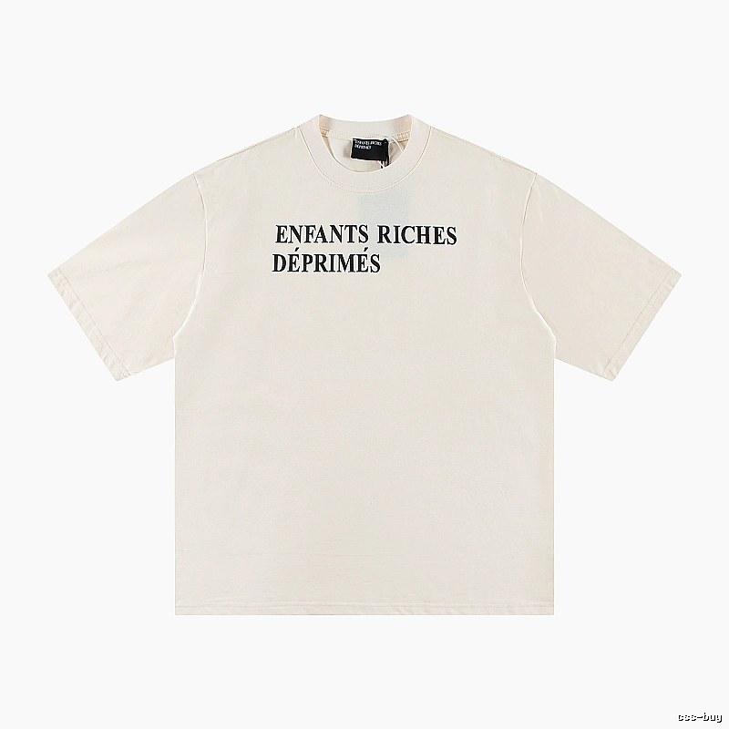 ERD Letter Print Minimalist Style Off-white Short-sleeve T-shirt