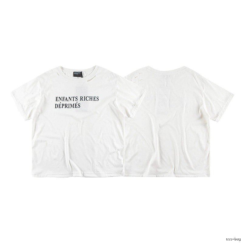 ERD Letter Ripped Street Style White T-Shirt