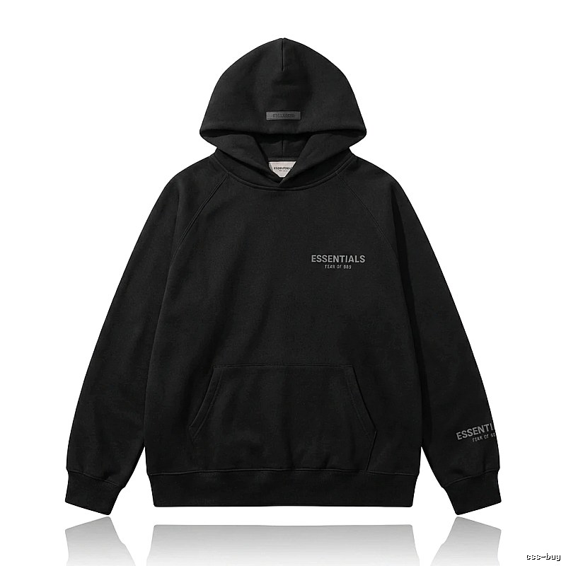ESSENTIALS minimalist style black hoodie