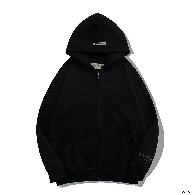 ESSENTIALS minimalist style black hoodie
