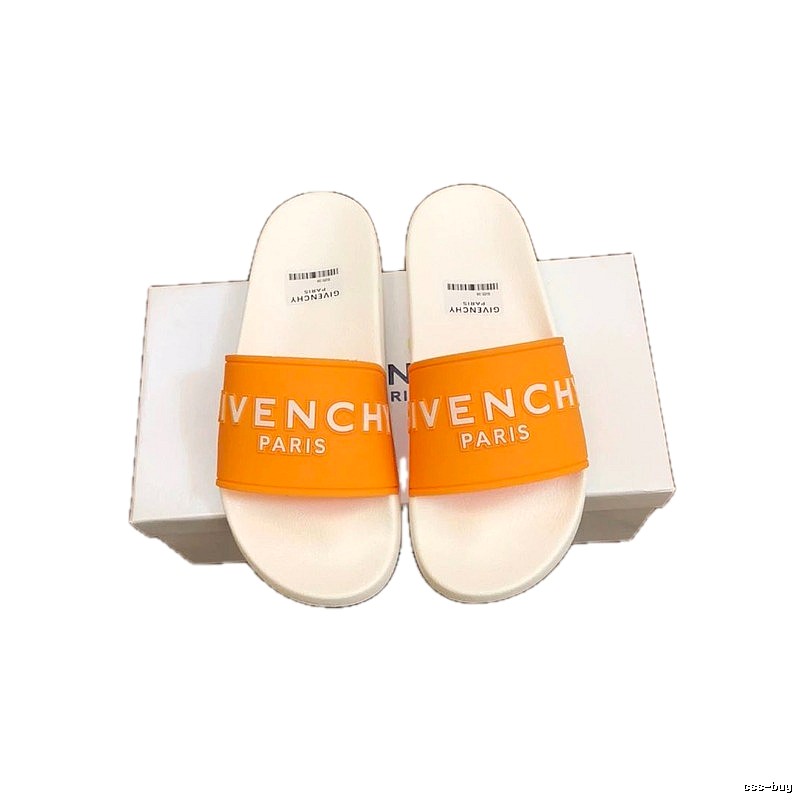 Givenchy Alphabet Series Minimalist Style White & Orange Slide Sandals
