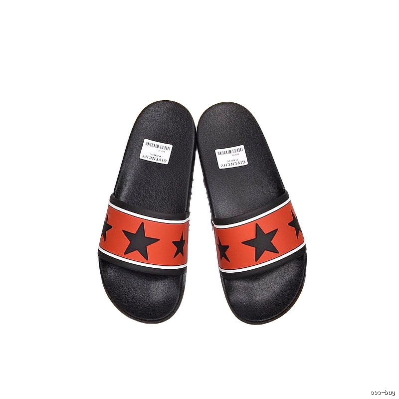 Givenchy Trendy Star Print Orange and Black Slide Sandals