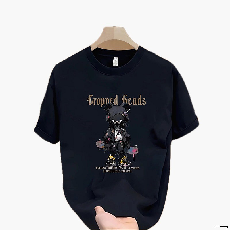 Gloomy Bear Streetwear Street-style Navy Blue Short-sleeve T-shirt