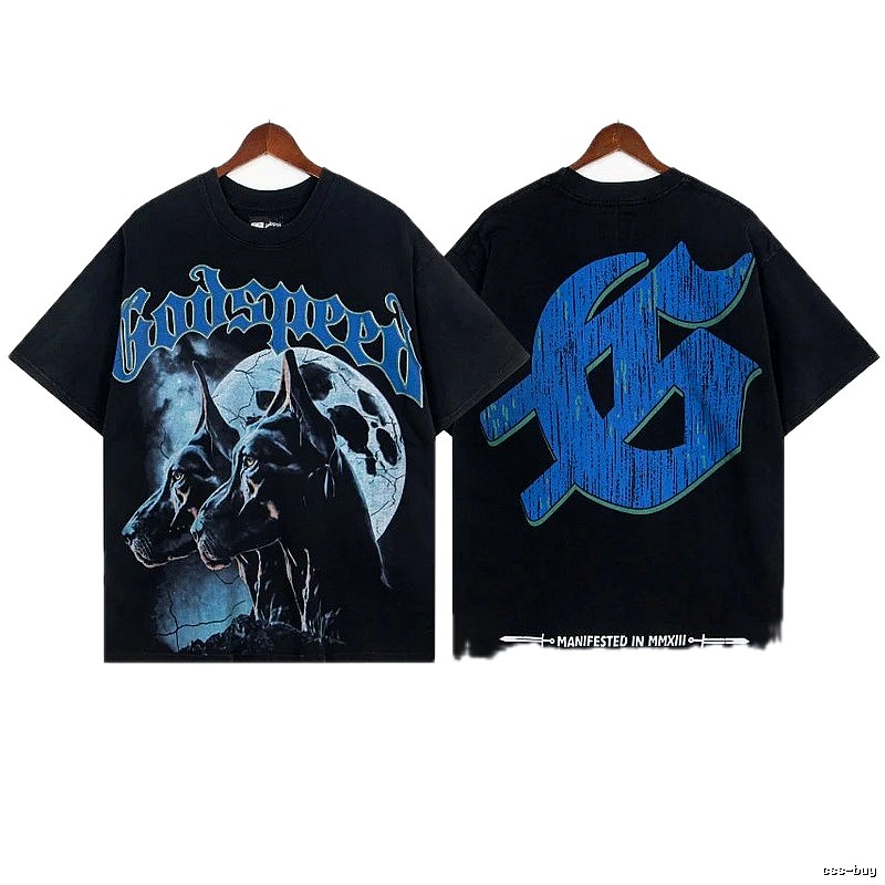 Godspeed Doberman Print Dark Style Black Short Sleeve T-shirt