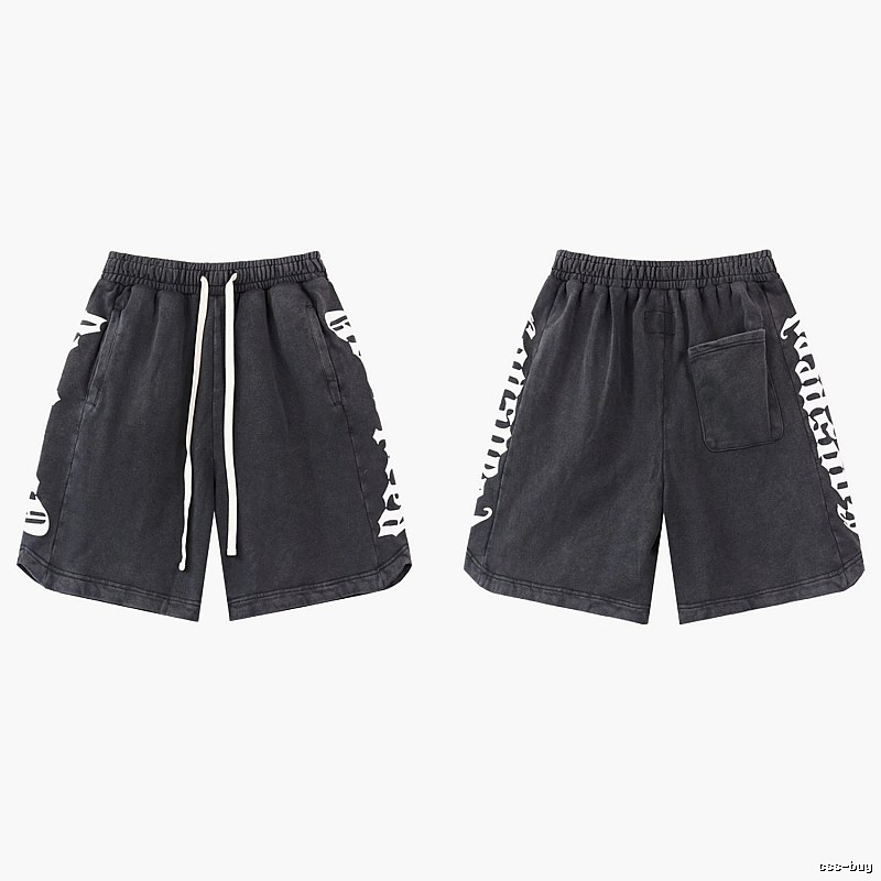 Godspeed Gothic Print Street Style Charcoal Black Shorts