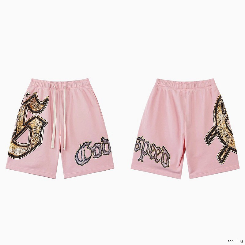 Godspeed Printed Vintage Style Pink Shorts