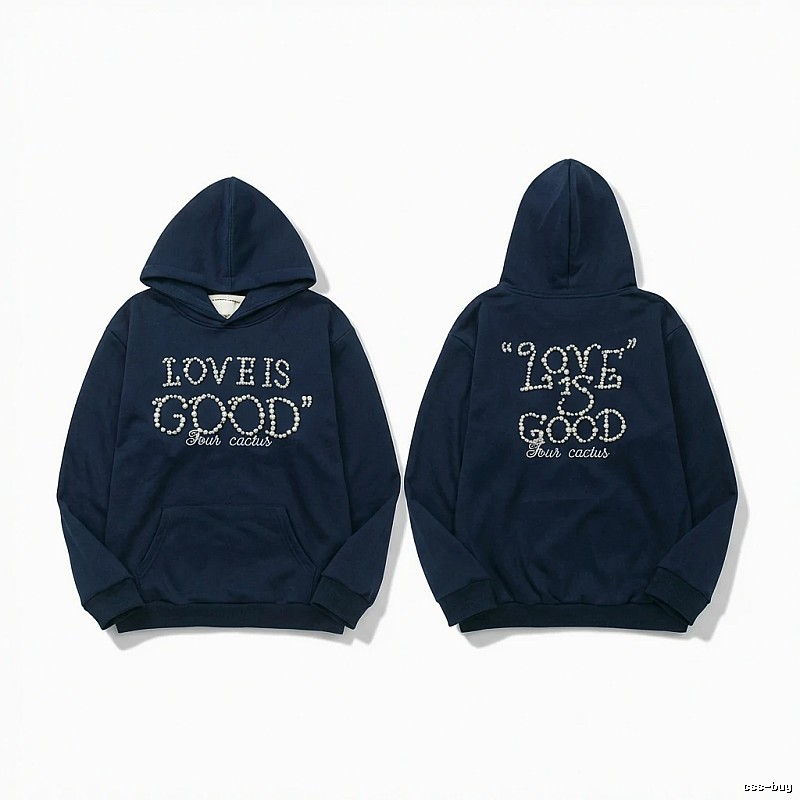 Goodbrand Letter Wind Navy Blue Hoodie